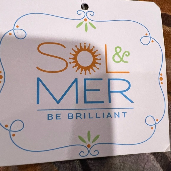 BRAND NEW Sol & Mer Parsnip Ocean Print Striped Beaded Scarf Top Up One Size - - Picture 2 of 4